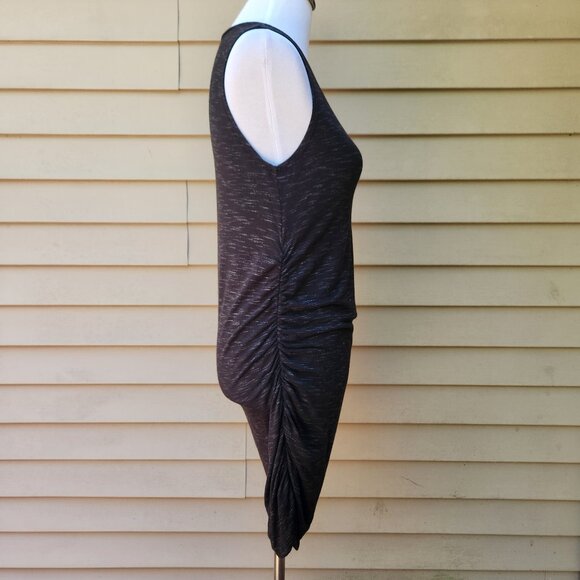 Antistar Black Marled Bodycon Dress Ruched Sides Sleeveless Crewneck - Picture 10 of 13